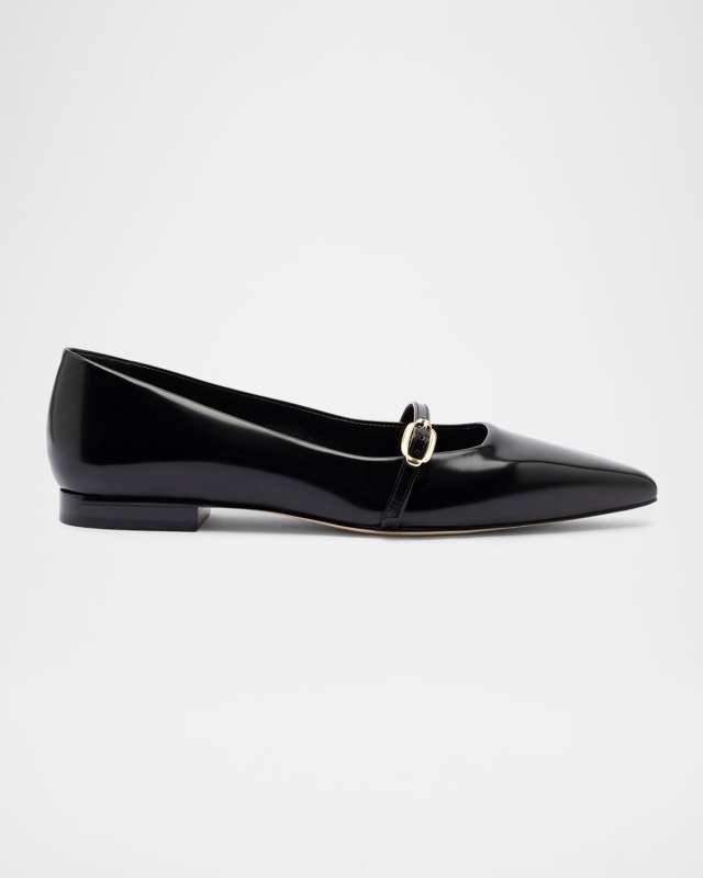 Irene Leather Buckle Ballerina Flats